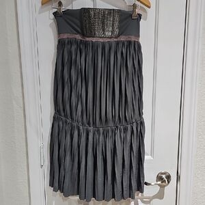 Tea VINTAGE Elegant Gray Strapless Dress size S